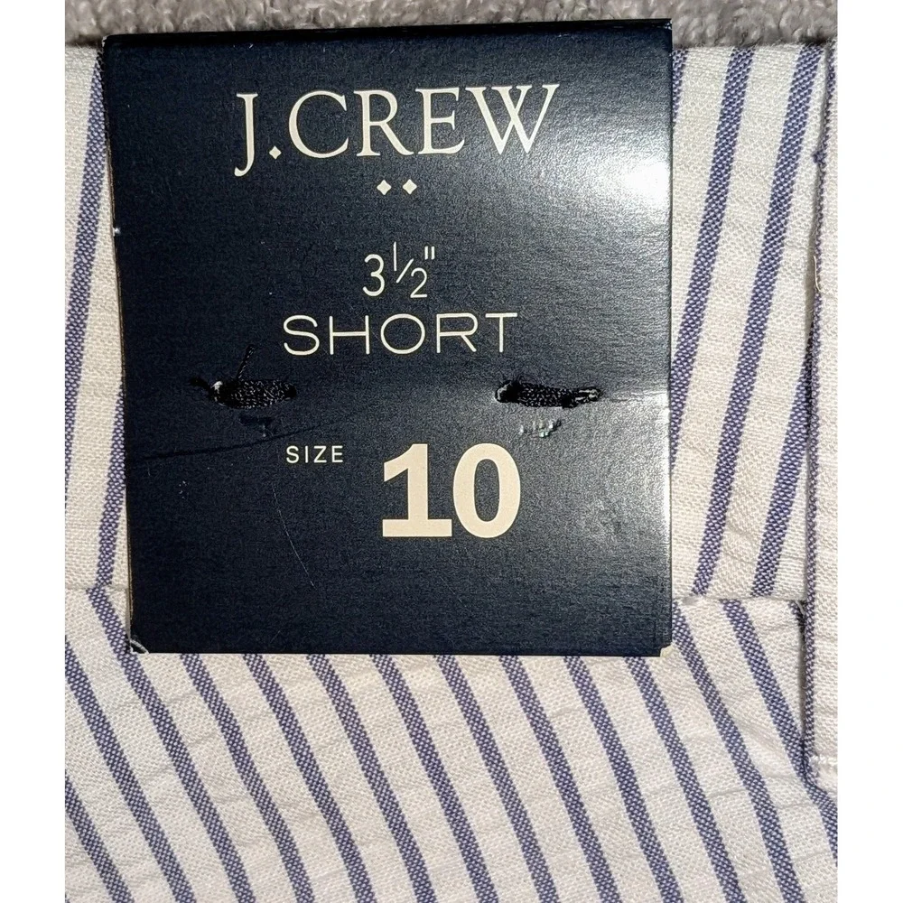 J.‎ Crew 3 1/2 Inch Seersucker Stripe Shorts Size 10 Blue White NWT $ 60